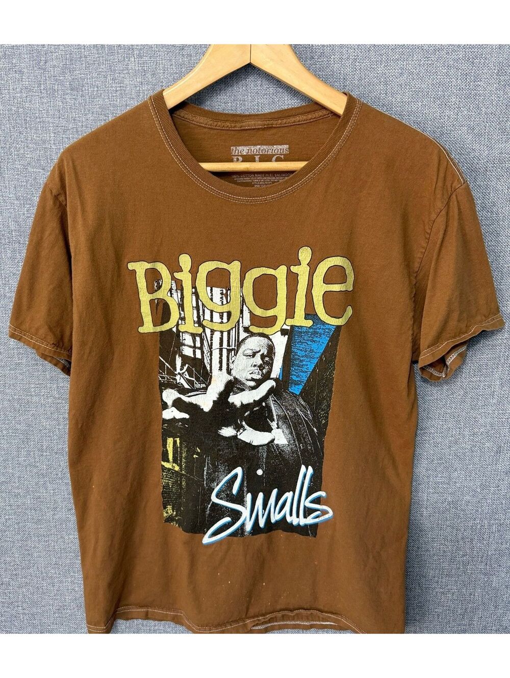 Notorious B.I.G. Biggie Smalls T-Shirt Brown Size S Hip Hop Rap Graphic Tee